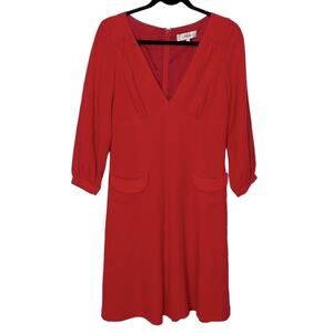 Tibi Red 100% Virgin Wool Long sleeve dress women’s size 6